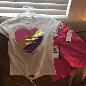 DKNY-Heart Sequin w/Pink Shorts (Brand New)